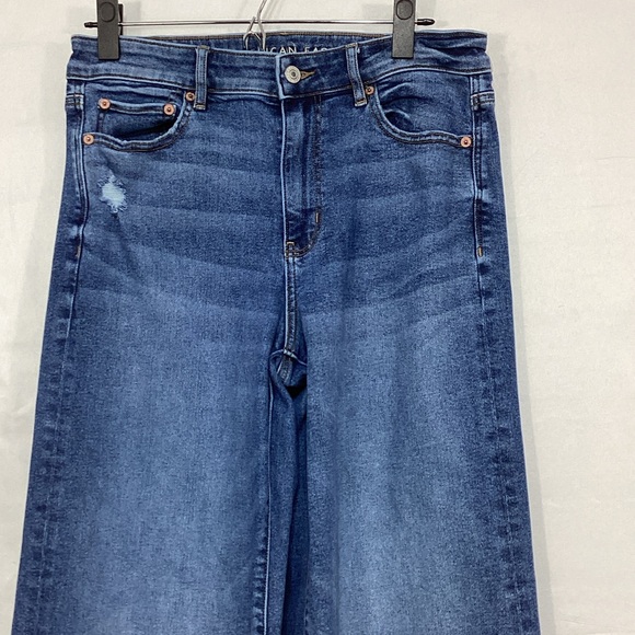American Eagle Outfitters Blue wide leg distressed Jeans size 10 - Picture 2 of 16